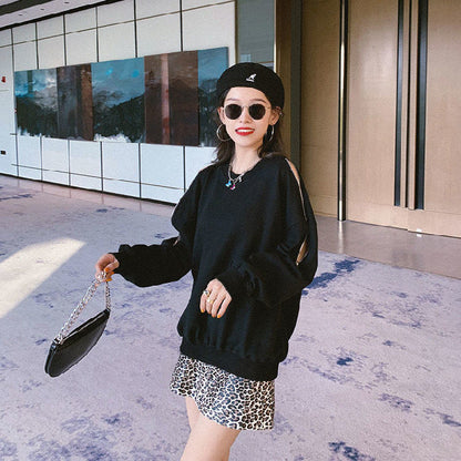 Damen Oversized Pullover Offene Schultern Modern