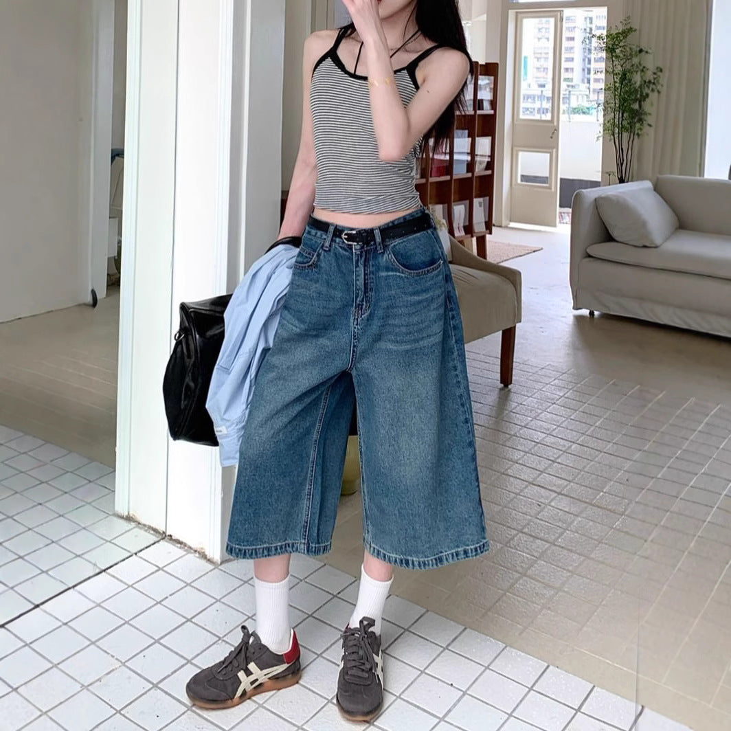 Damen Weite Jeans Culottes Eveloria