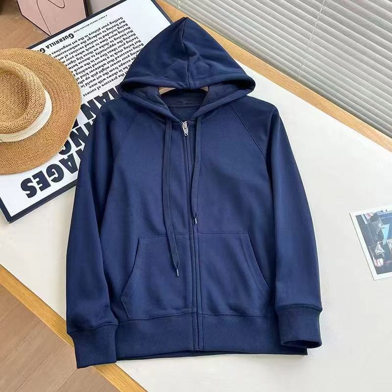 Damen Kapuzenjacke Strukturdesign Durchgehender Reißverschluss