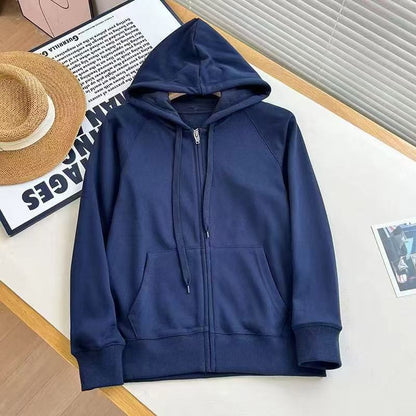 Damen Kapuzenjacke Strukturdesign Durchgehender Reißverschluss