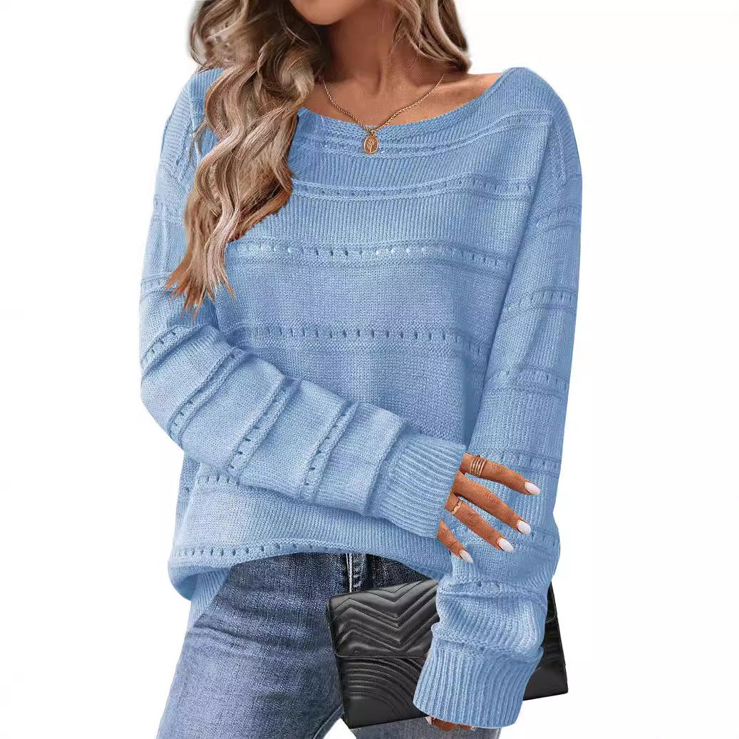 Damen Strickpullover Luftig Weit Geschnitten Eveloria