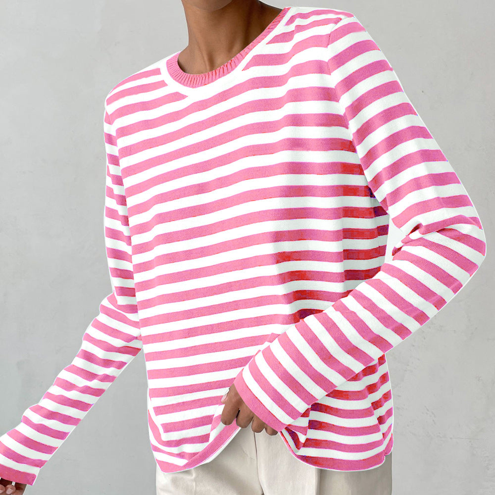 Damen Langarmshirt Geringeltes Muster Eveloria - Eveloria