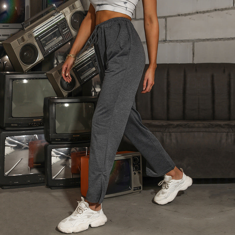 Damen Jogginghose Verstellbarer Bund Gerader Schnitt Eveloria