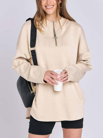 Damen Hoodie Halbzipp lockerer Schnitt Eveloria