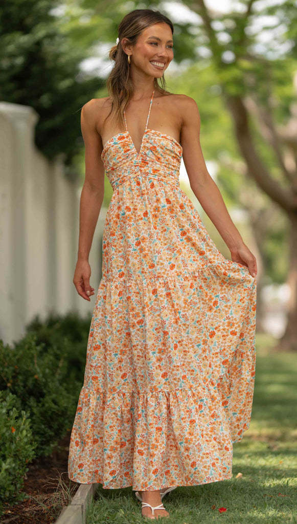 Damen Maxikleid Floralmuster Eveloria