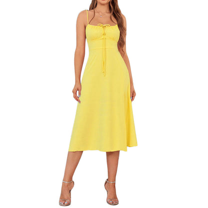 Damen Maxikleid mit verstellbaren Trägern und Taillenzug