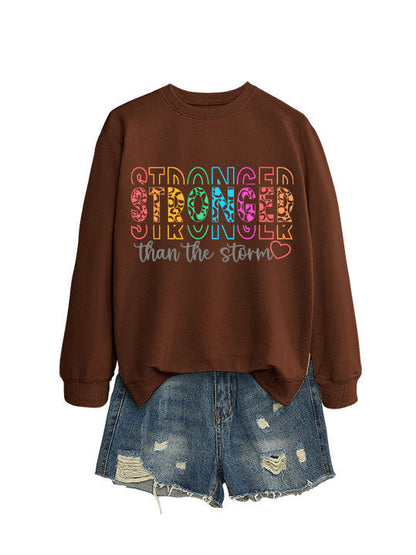 Damen Sweatshirt Lässiger Schnitt Motivierender Schriftzug Grau