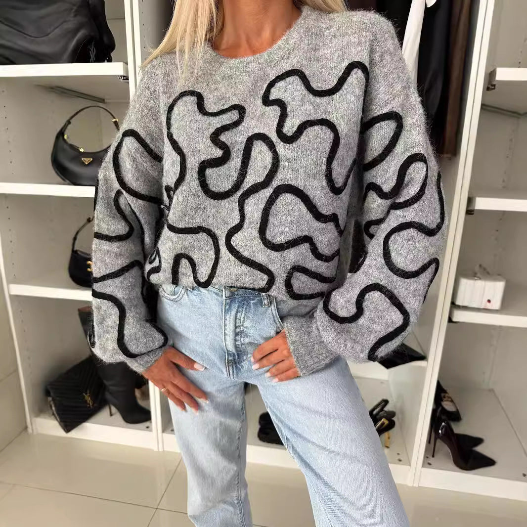 Damen Strickpullover Künstlermuster Eveloria - Eveloria