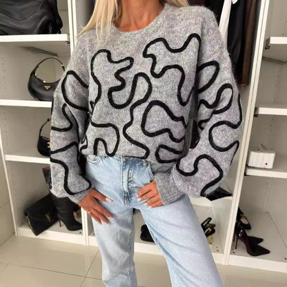 Damen Strickpullover Künstlermuster Eveloria - Eveloria