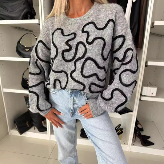 Damen Strickpullover Künstlermuster Eveloria - Eveloria