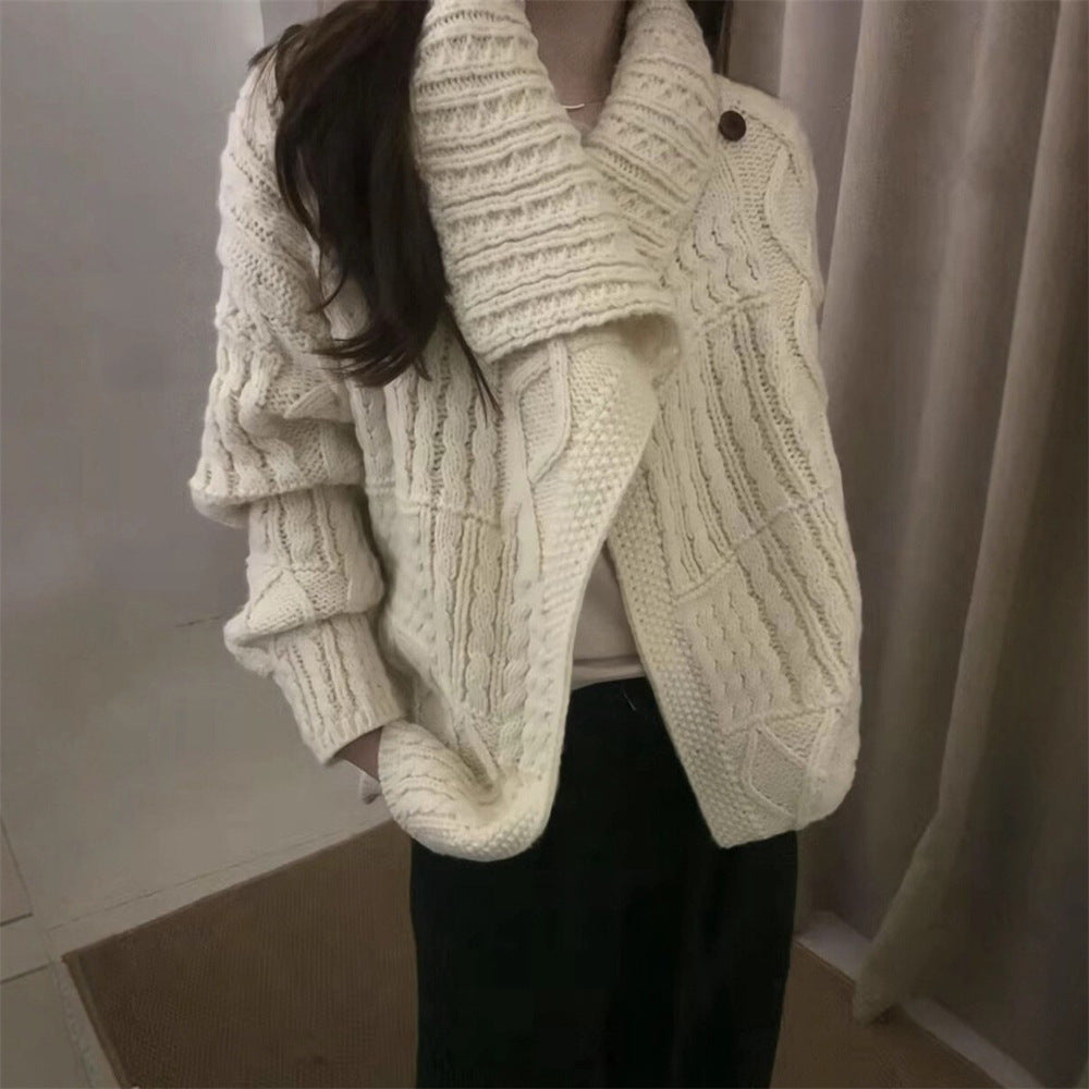 Damen Strickjacke Zopfmuster Weich Grün