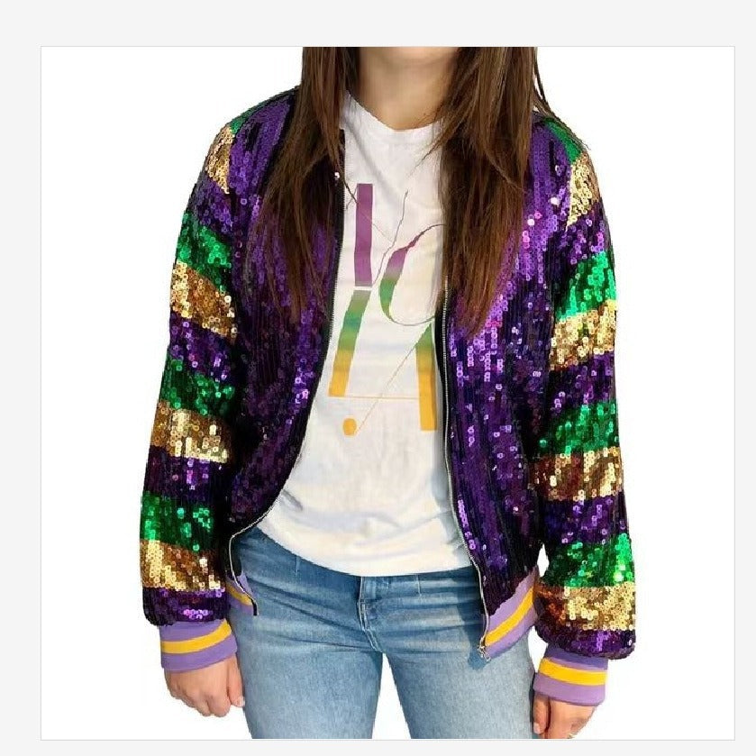 Damen Glitzerjacke Multicolore Pailletten Eveloria