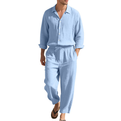 Herren Leinenanzug Lässig Moderner Schnitt Beige