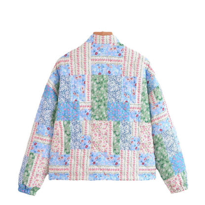 Damen Steppjacke Patchwork mit Taschen Eveloria