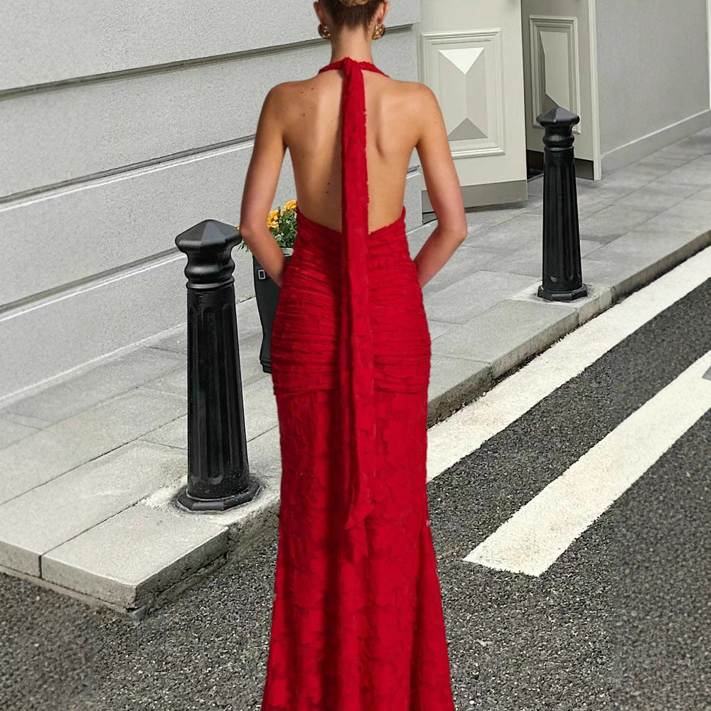 Damen Maxikleid V-Ausschnitt Gerafft Eveloria