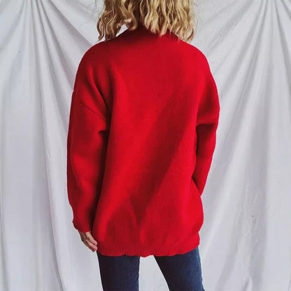 Damen Strickpullover Herzdesign mit Schleife