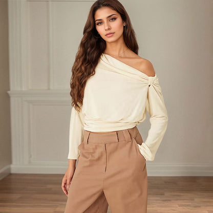 Damen Off-Shoulder- Drapiertes Design Raffung Eveloria - Eveloria