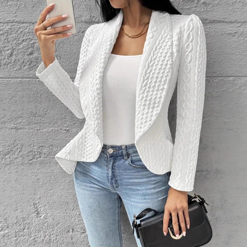 Damen Strukturierte Jacke Moderner Schnitt Eveloria - Eveloria