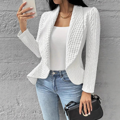 Damen Strukturierte Jacke Moderner Schnitt Eveloria - Eveloria