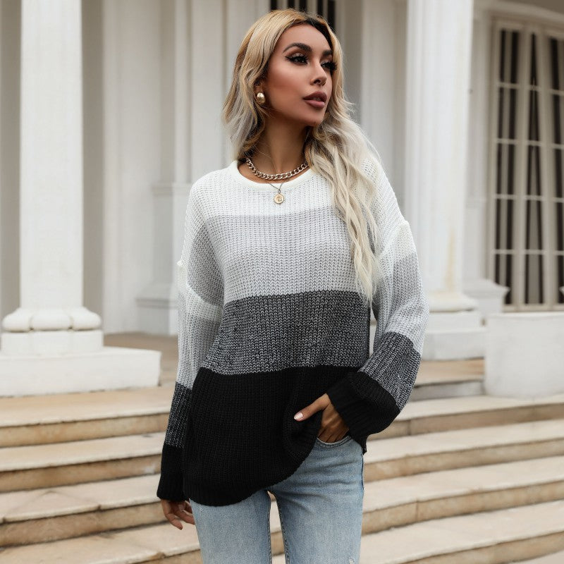 Damen Pullover Lässig Gestreift Weit Eveloria - Eveloria