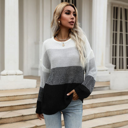 Damen Pullover Lässig Gestreift Weit Eveloria - Eveloria