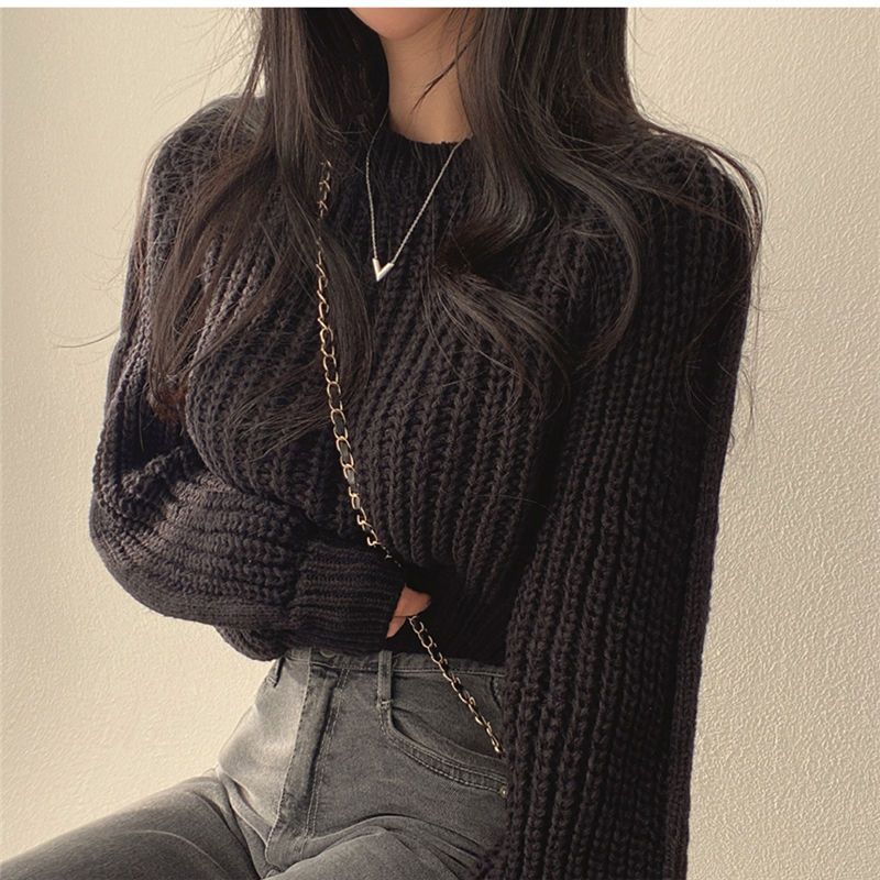 Damen Strickpullover Weich Rippenmuster Eveloria