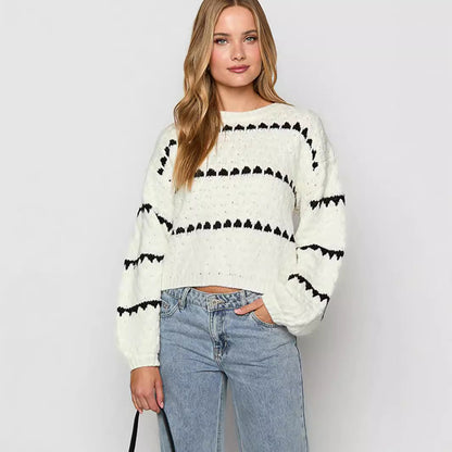 Damen Grobstrickpullover Kuschelig Einzigartiges Muster Eveloria