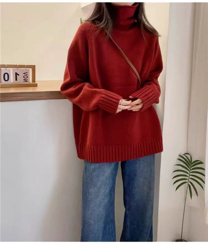 Damen Grobstrickpullover Stehkragen Schlitzen