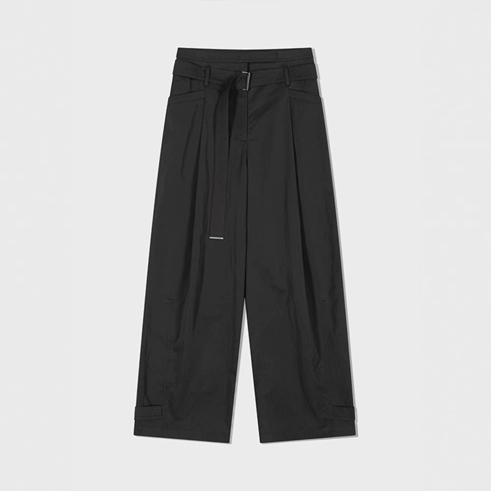 Damen Weite Stoffhose mit Ton-in-Ton Gürtel