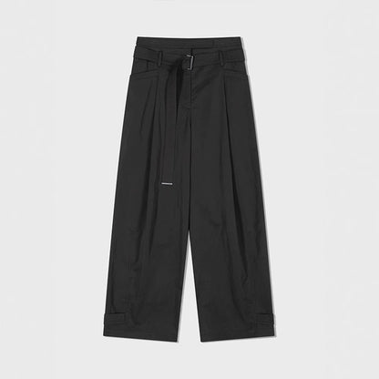 Damen Weite Stoffhose mit Ton-in-Ton Gürtel