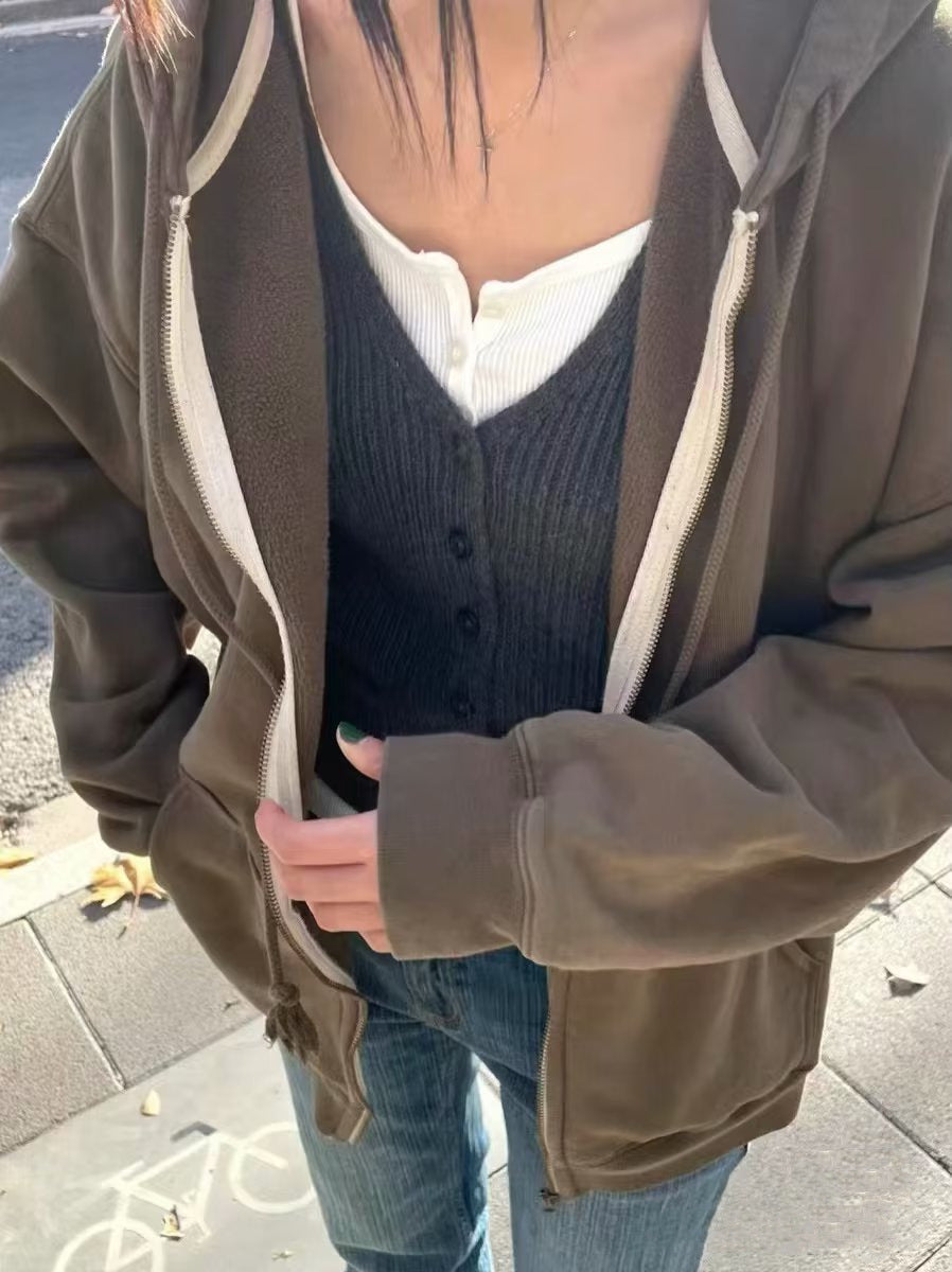 Damen Fleecejacke Hochkragen Reißverschlusstaschen Eveloria