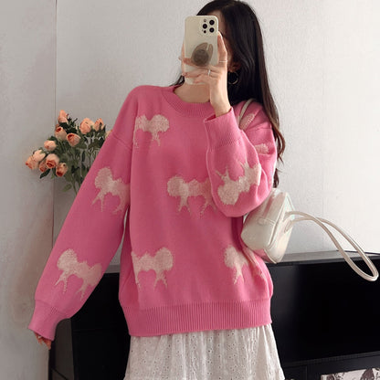 Damen Pullover Gemustert Tiermotiv Lässig Grüün