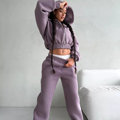 Damen Fleece-Jumpsuit mit Kapuze Weit Schnitt Eveloria