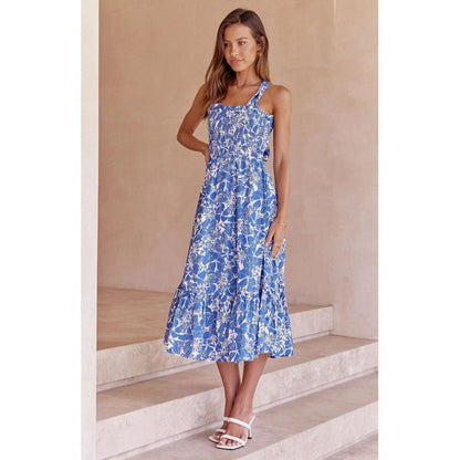 Damen Maxikleid Florales Design Elastisch