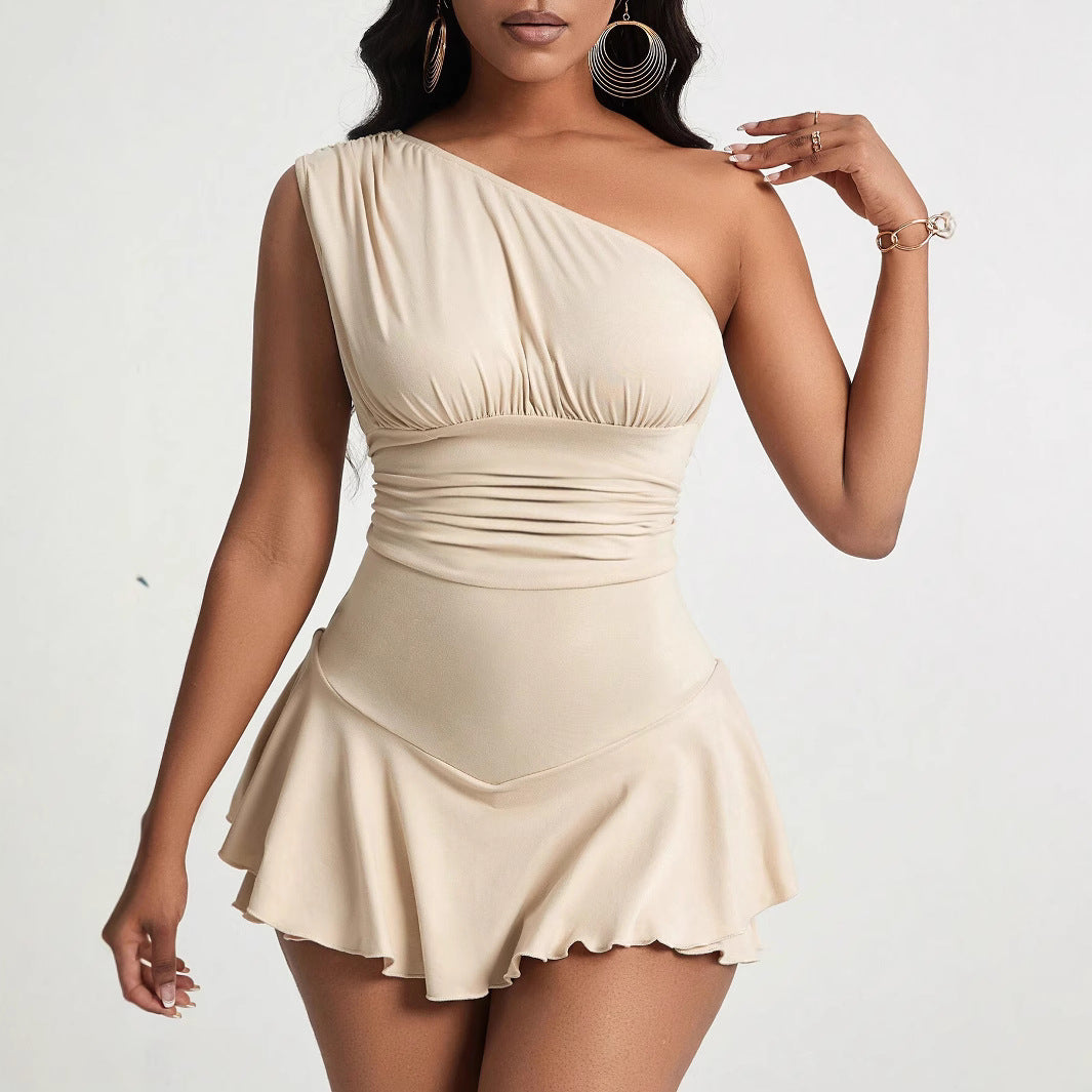 Damen Asymmetrisches Minikleid Weiches Material Elegantes