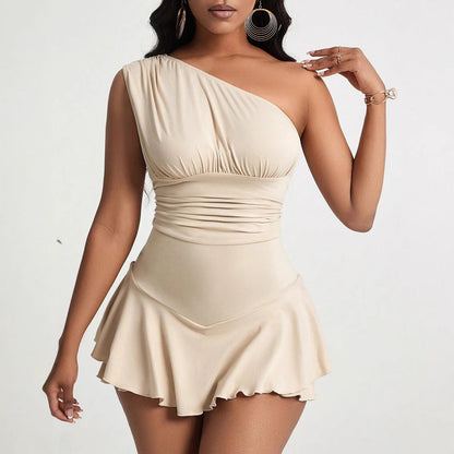 Damen Asymmetrisches Minikleid Weiches Material Elegantes