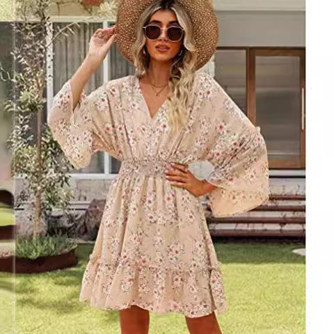 Damen Freizeitkleid Floralmuster Leicht