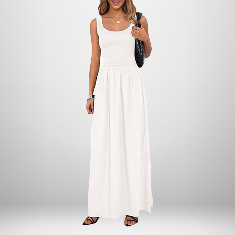 Damen Maxikleid Baumwolle Elastisch