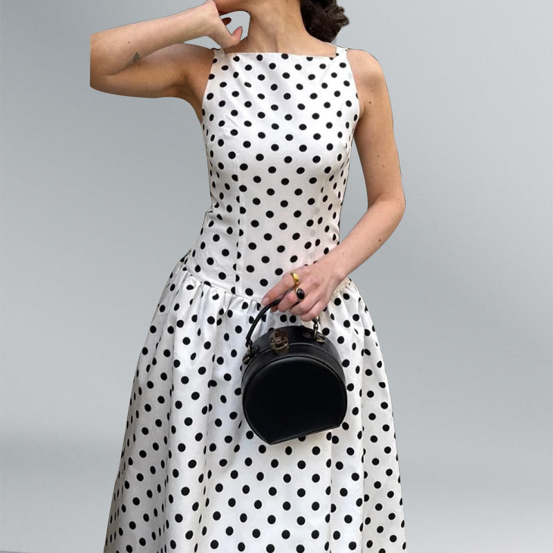 Damen Maxikleid Polka-Dots Voluminöser Rock