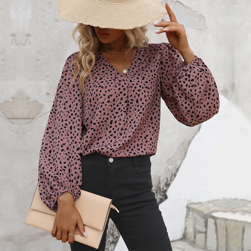Damen Bluse Puffärmel Grafisches Muster