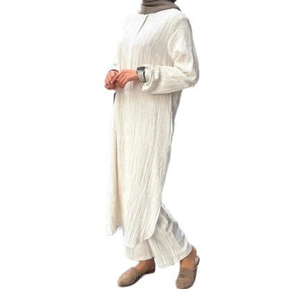 Damen Langarmkleid Rüschensaum Struktur Eveloria