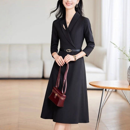 Damen Wickelkleid mit Reverskragen und Taillengürtel Eveloria