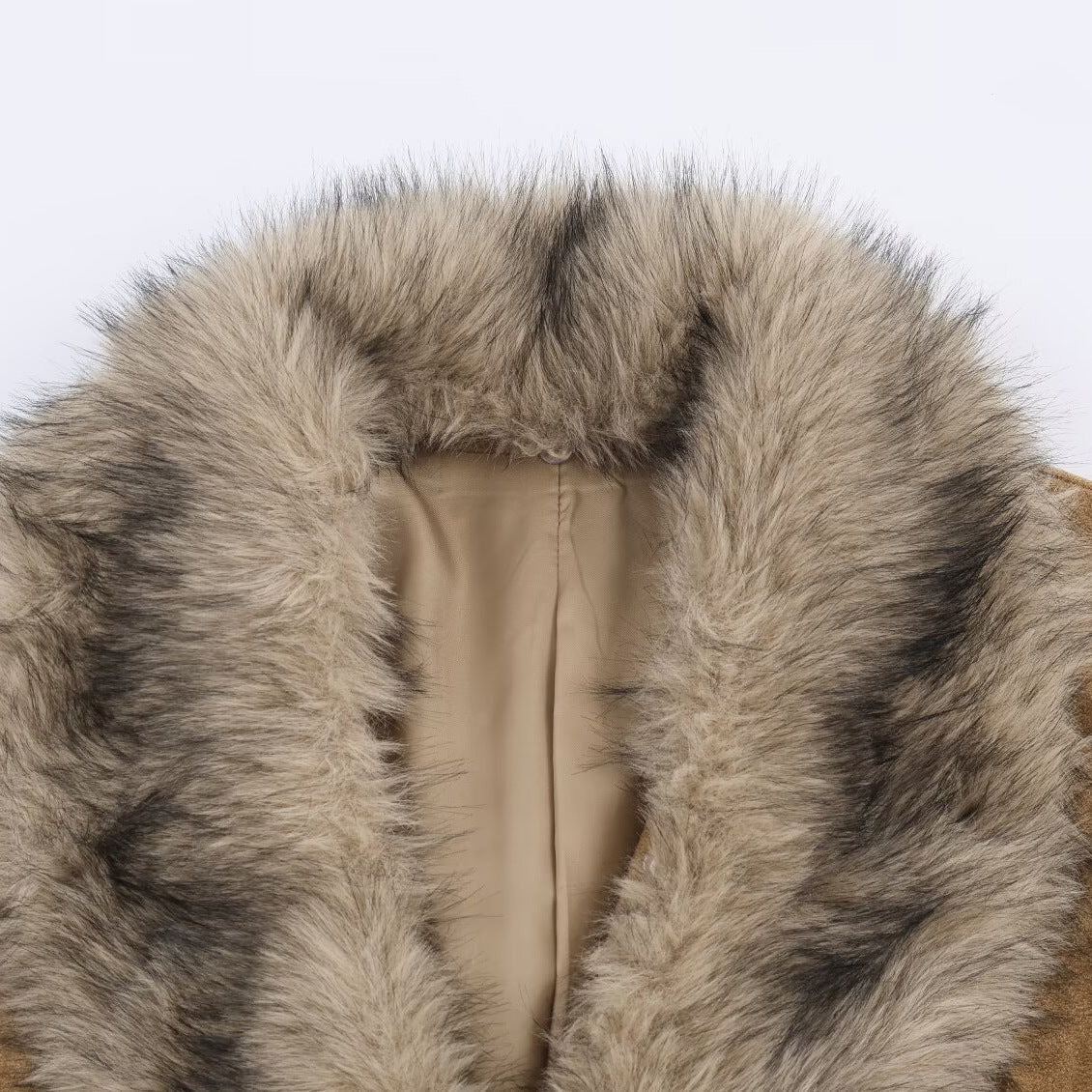 Damen Kunstlederjacke mit Kunstfellkragen Eveloria