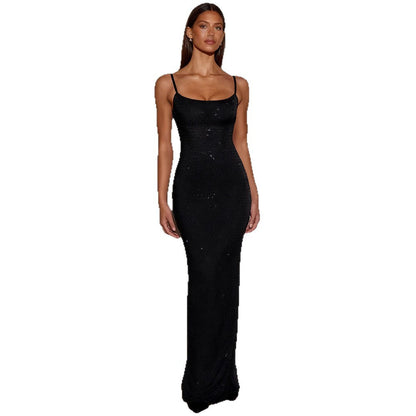 Damen Paillettenkleid mit Spaghettiträgern Figurbetont
