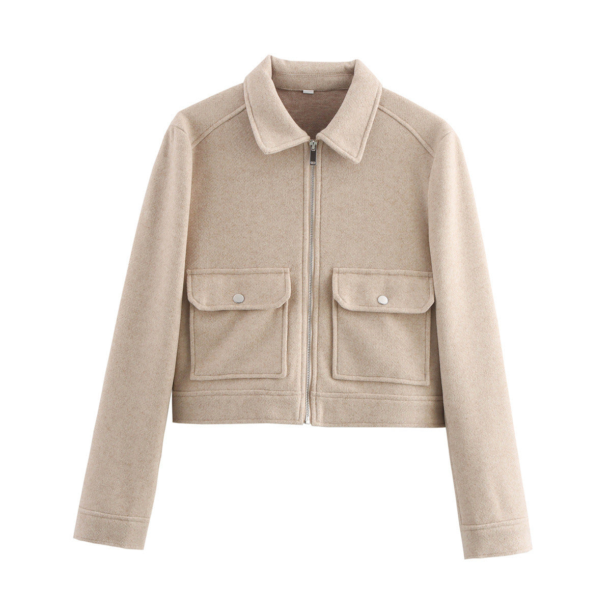 Damen Kurzjacke Lässiger Schnitt Praktische Taschen Eveloria