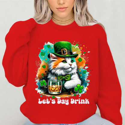 Damen Sweatshirt mit Katzenmotiv und Schriftzug