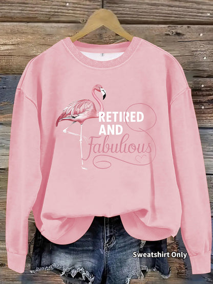Damen Sweatshirt Flamingo-Motiv Baumwolle