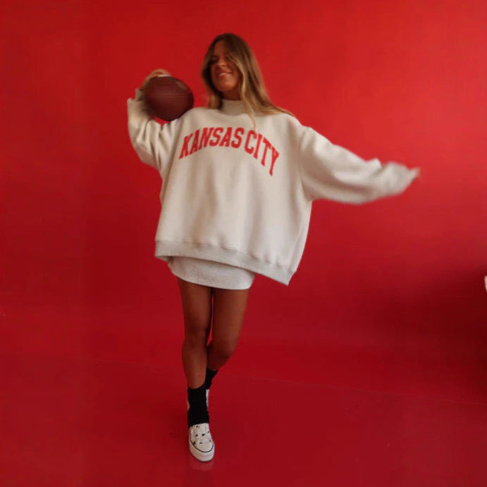 Damen Oversized Sweatshirt Bärenmotiv Grau Eveloria