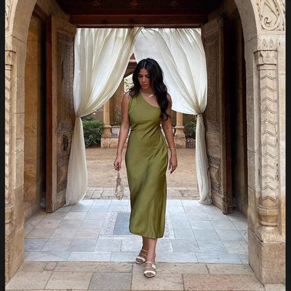 Damen Maxikleid Asymmetrisch Bequem Farbverlauf Eveloria