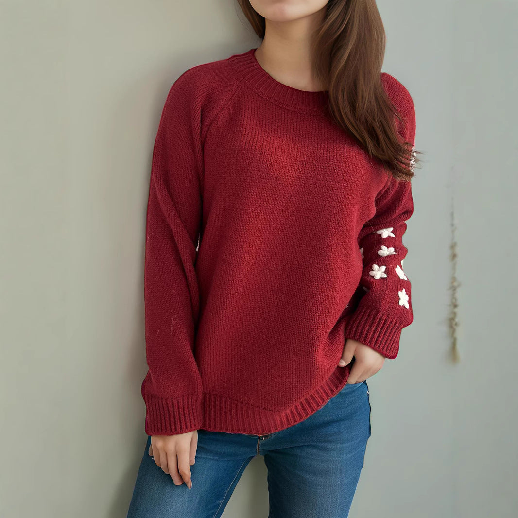 Damen Strickpullover Floral Lässig Eveloria - Eveloria
